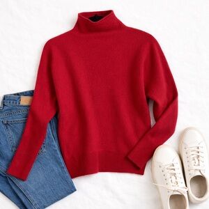 Telluride Red Extra Fine Merino Wool Mock Neck Sweater Size Large Knit Pullover